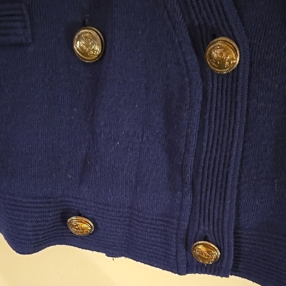 Vintage Blue V-Neck Cardigan Sweater with Relaxed Fit P2P 22 - Picture 4 of 4